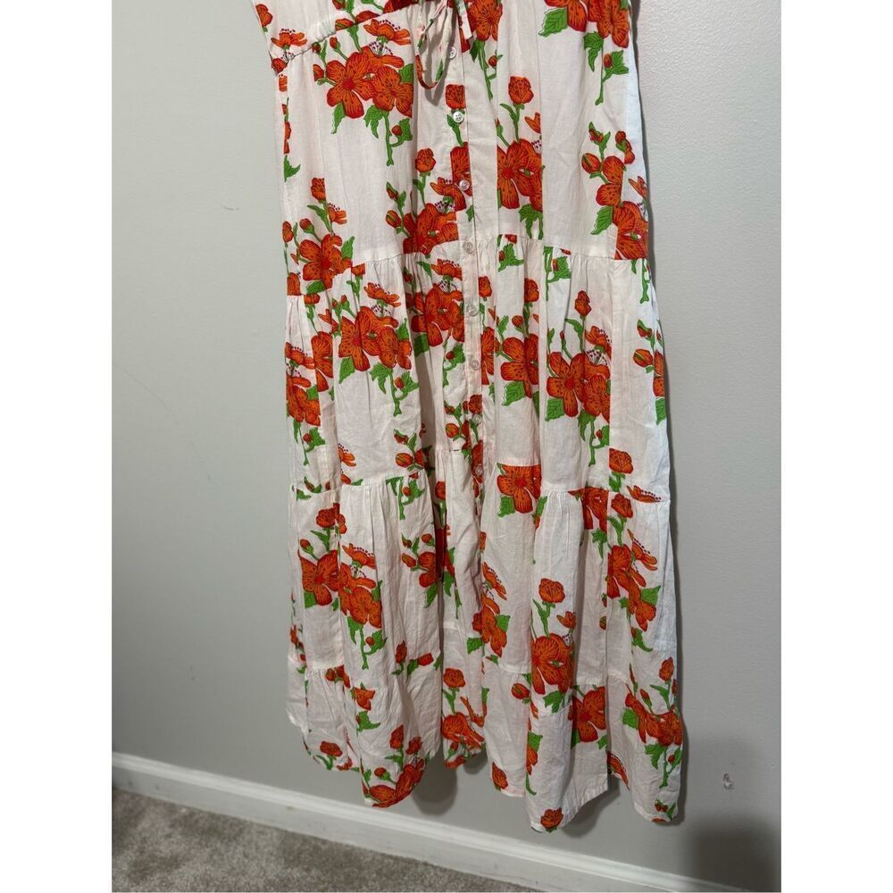 Victoria Dunn Magnolia Flutter Floral Sleeve Dress Size Medium Button - Picture 2 of 13